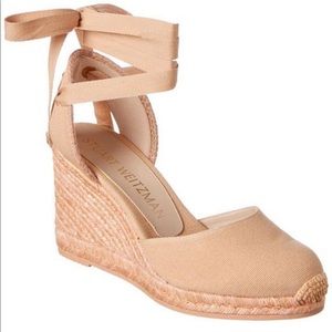NWT Stewart Weitzman Marguetta Canvas Wedge Sandals, Comes in box $ dust bag.